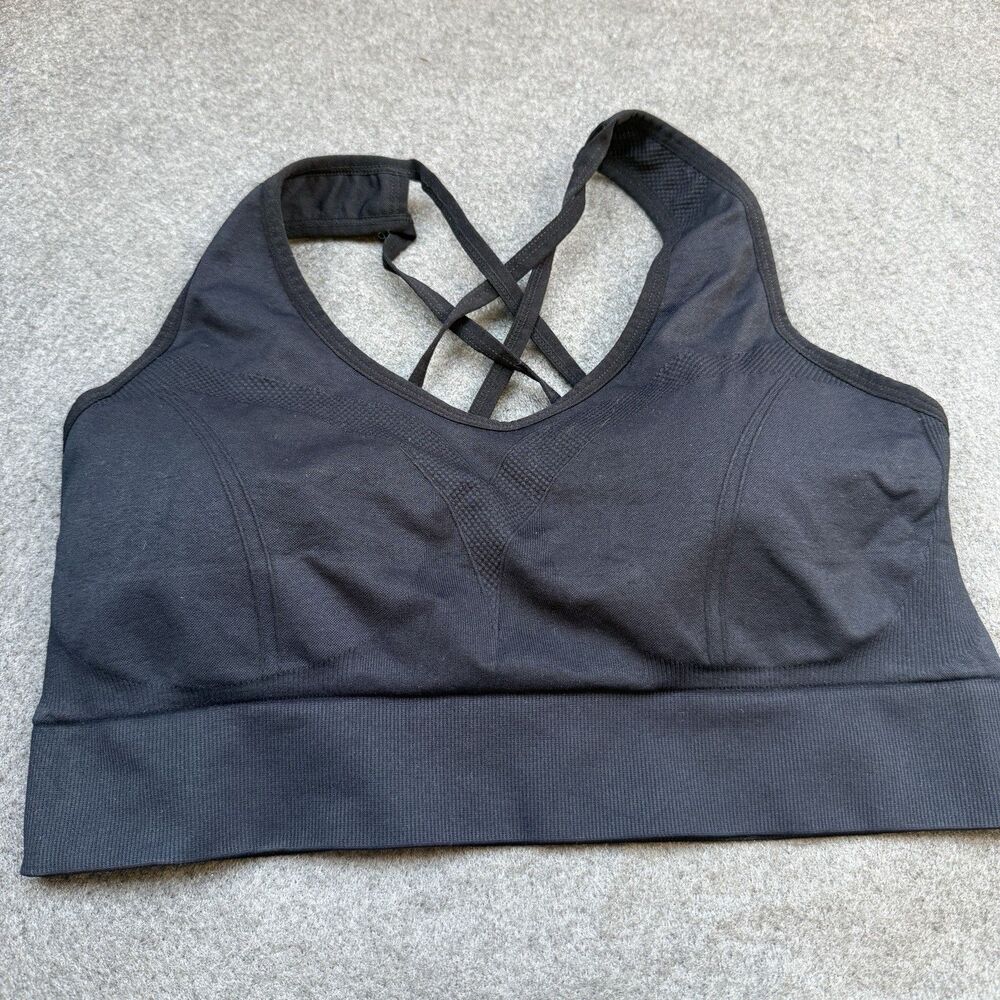 Womens 3xl Sports Bra Black Seamless Max Support Removable Pads B5